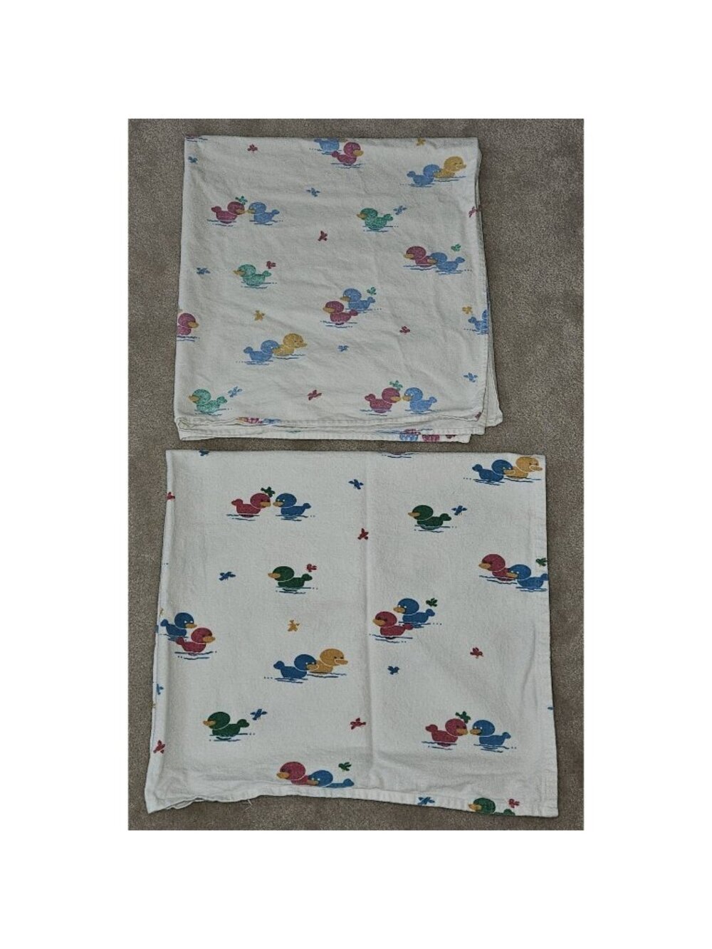 2 VTG Medline Industries Duck Bird Receiving Blanket Pink Blue Yellow Green Lot
